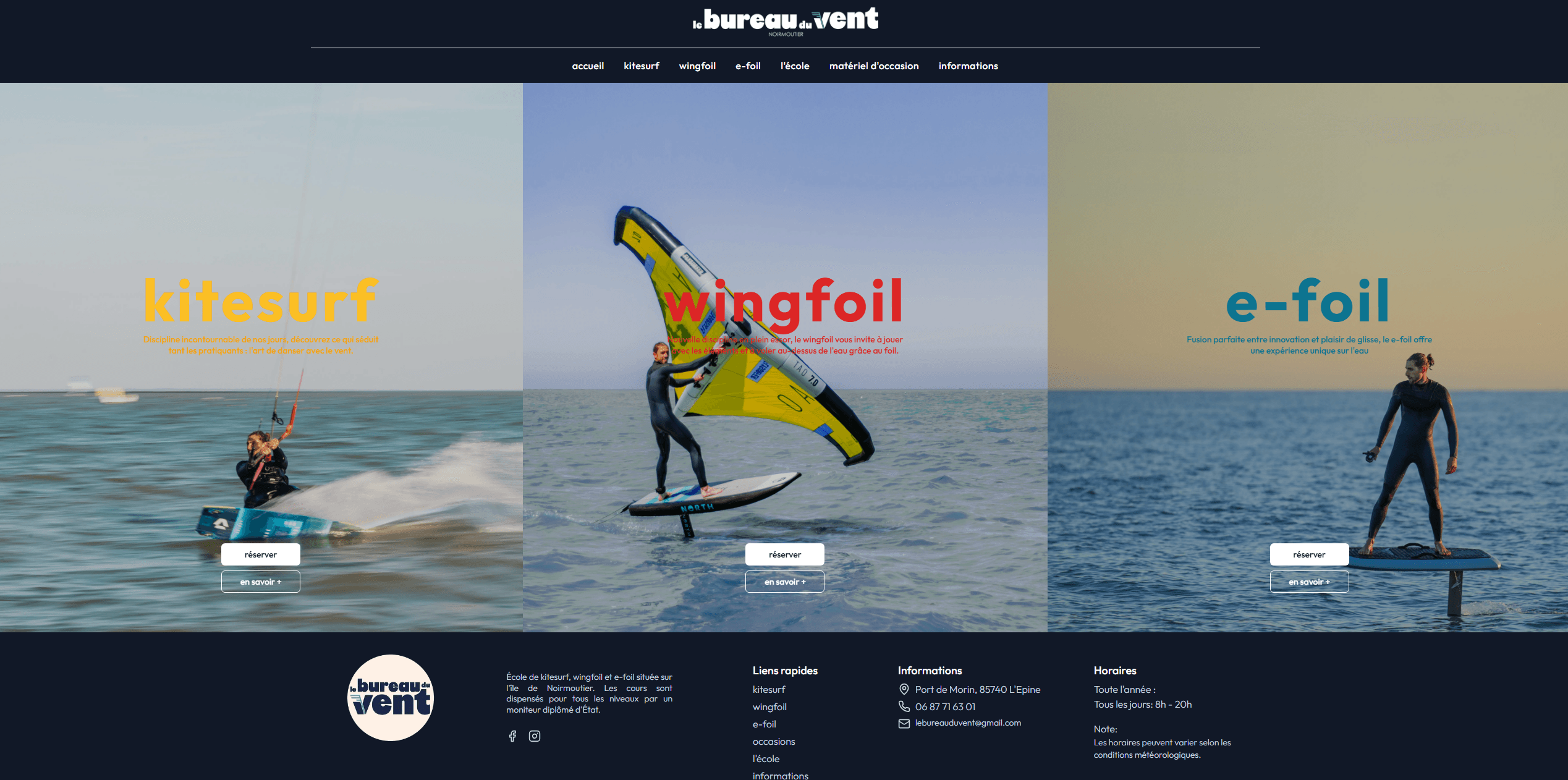 Aperçu du projet Site d'une ecole de kitesurf